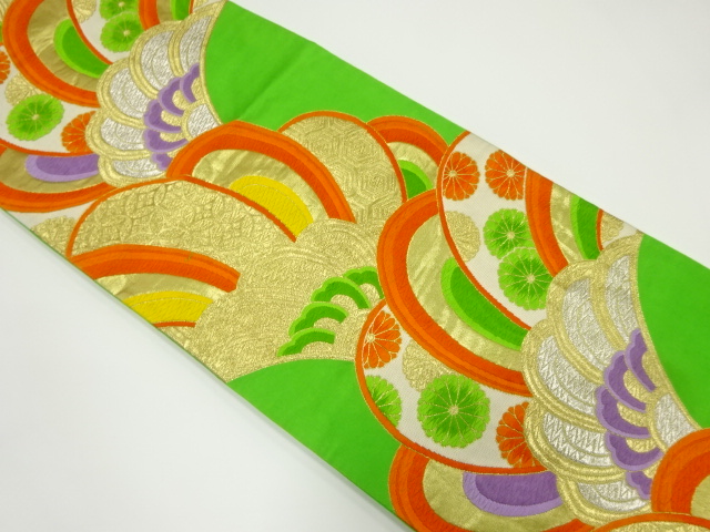 アンティーク　変わり捻り花模様織り出し袋帯（材料）